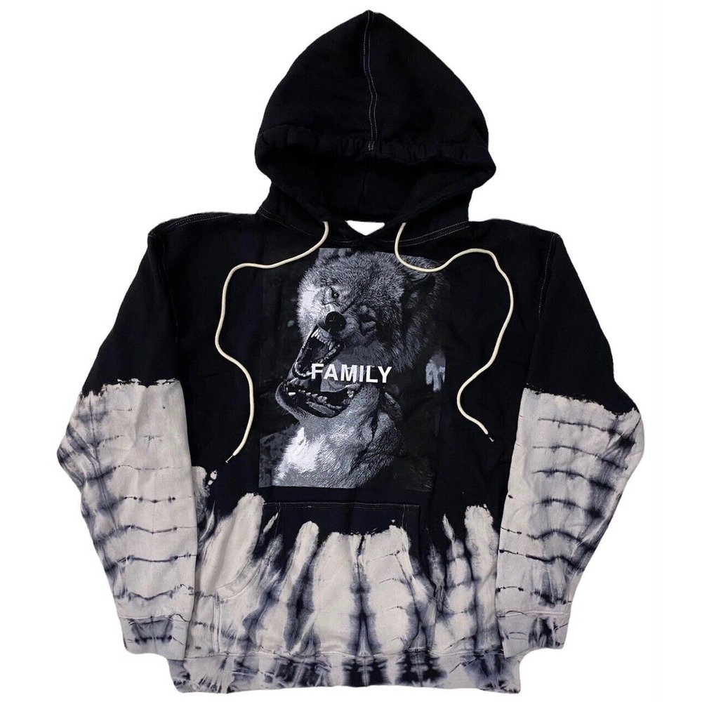 Darc Sport Black & White Tie-Dye Wolf Graphic Hoodie